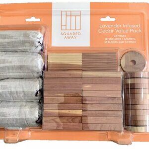 Fresh Lavender Scented Cedar Storage Set. Rings, Blocks, Sachets - NEW